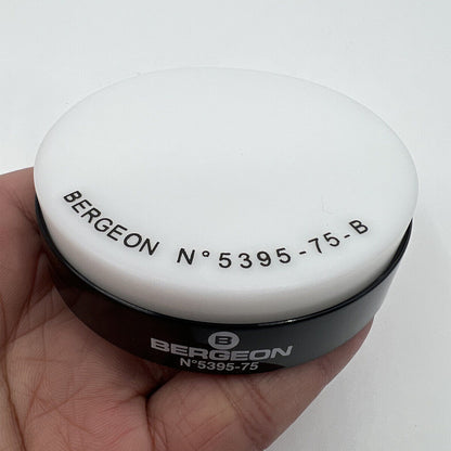 Bergeon 5395-75-B white gel watch case cushion, 75mm, protects watch during repairs and assembly.