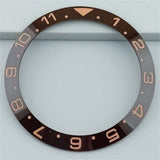 38mm Ceramic Slope Brown Ring White/golden Font GMT Watch Bezel Ring for SUB