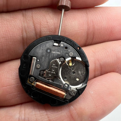 Ronda 505 quartz watch movement with date window at 3 o'clock, Swiss precision for reliable timekeeping.