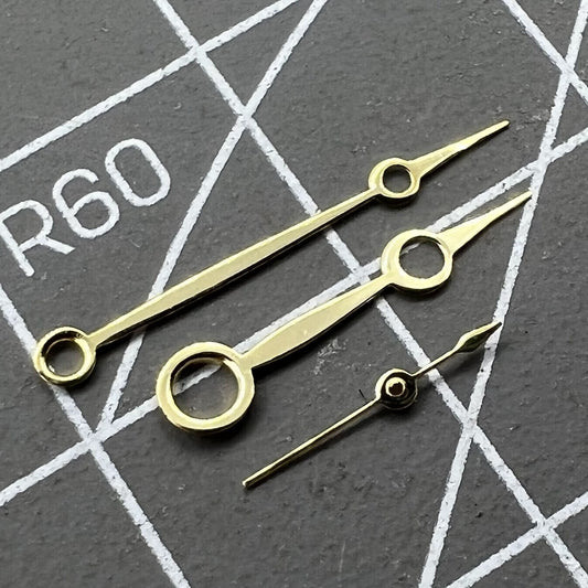 No Lume golden watch hands for Seagull ST3600 and ETA6497 movements, precision fit replacement.