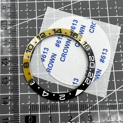 38mm Keramik Lünette Ring Schwarz Gelb für SUB 007 GMT Slope Uhr