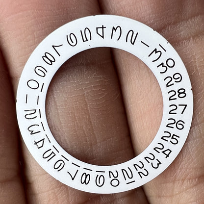 White date wheel overlay for ETA2824 and Miyota 8215 watch movements, date positioned at 3 o'clock.
