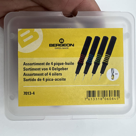 Bergeon 7013-4 Huileurs à trempage en métal Applicateur de précision ergonomique pour huile et graisse Ensemble de 