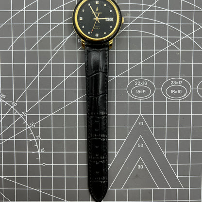 37mm Kongque automatic watch with black dial, double calendar, 33 jewels, and mechanical movement for elegant timekeeping.