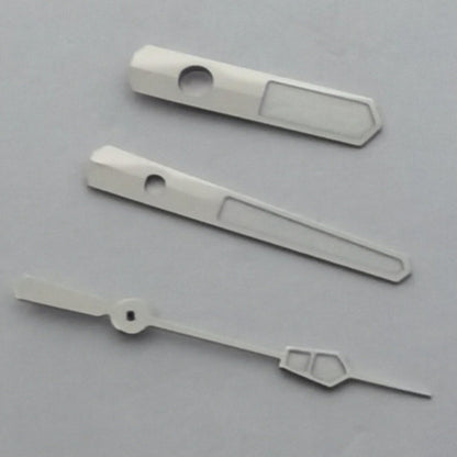 Green luminous watch hands with silver trim for NH35 NH36 7S26 7S36 4R35 movements, perfect for replacements.