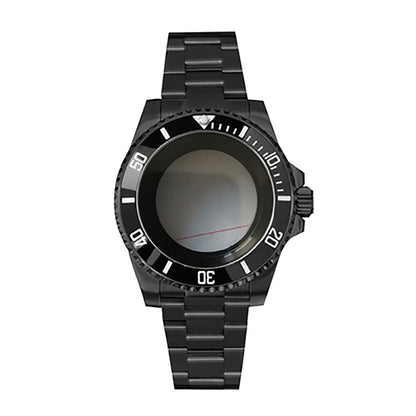Boîtier de montre 40 mm avec bracelet en acier inoxydable noir PVD et verre saphir pour NH35/NH36 
