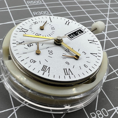 Mouvement mécanique automatique SHANGHAI 7750 Black Day Date Small Second@9