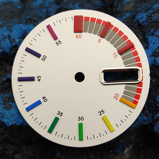 No Lume metal white watch dial for NH36 4R36 movement, high-quality replacement part.