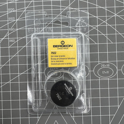 Swiss Bergeon 7922 tool for precise closing of mainspring covers in watch repairs.