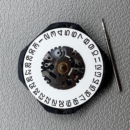 Seiko Japan 7N32C quartz movement with 3 hands and date display at 3 o'clock for watches.