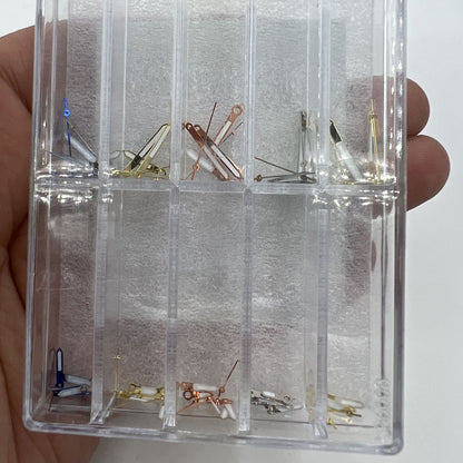 Precision quartz watch hands set for VX series movement with hour, minute, and small hands.