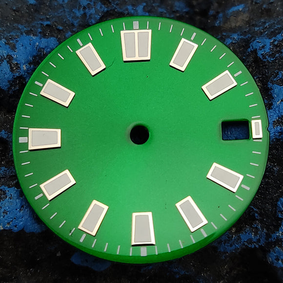 Green Luminous Green Silver/Golden Nail Trim Watch Dial for NH35 Movement