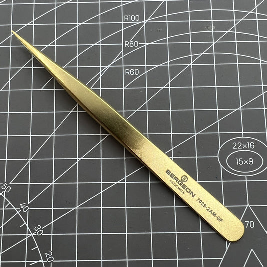 Bergeon 7029-2AM-GF Pinzette, vergoldet, antimagnetisches Messing, Swiss Made