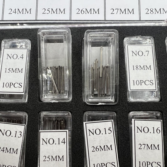 180 STÜCK/Kartongröße von 12 bis 29 mm Durchmesser, 1,2 mm Edelstahl-Stiftsatz mit offenen Enden