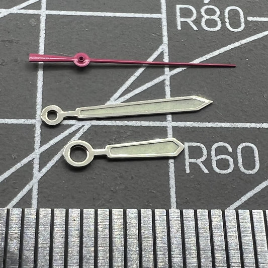 Aiguilles de montre luminescentes vertes argentées de 12,5 mm pour mouvement à quartz Ronda 515