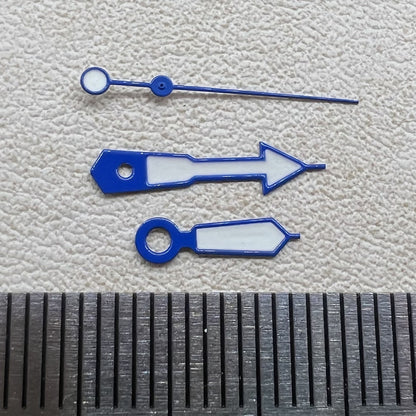 Aiguilles luminescentes vertes peintes en blanc et garniture bleue de 12,5 mm pour NH35, NH36, 7S26 et 7S36 