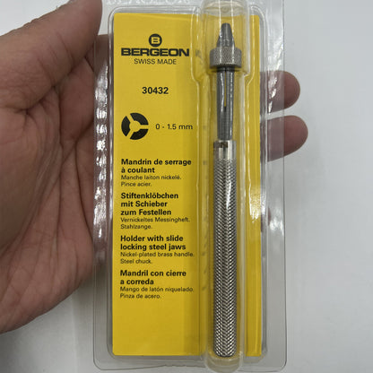 Bergeon 30432 precision pin vice with slide lock for securely holding drills and broaches.