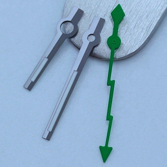 Black trim green lightning second hand for NH35 NH36 7S26 7S36 watch movements.