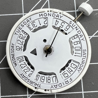 ISA Quarz Uhrwerk Modell 1198 mit Tag Datum WeiÃŸes Zifferblatt Datum bei 6 Uhr