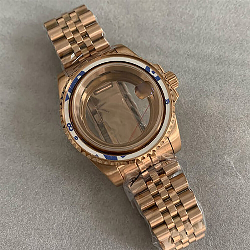 40 mm goldenes Uhrengehäuse-Armband für NH35/36-Uhrwerk, modifiziertes Saphirglas 