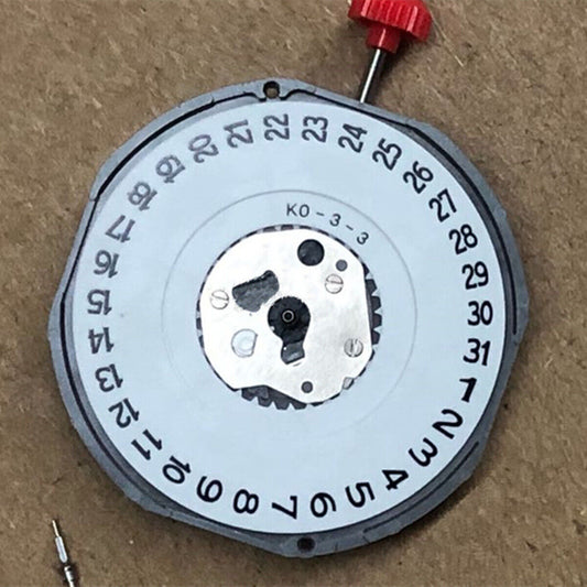 Miyota 2415 quartz watch movement with white date wheel at 3 o'clock for precise timekeeping