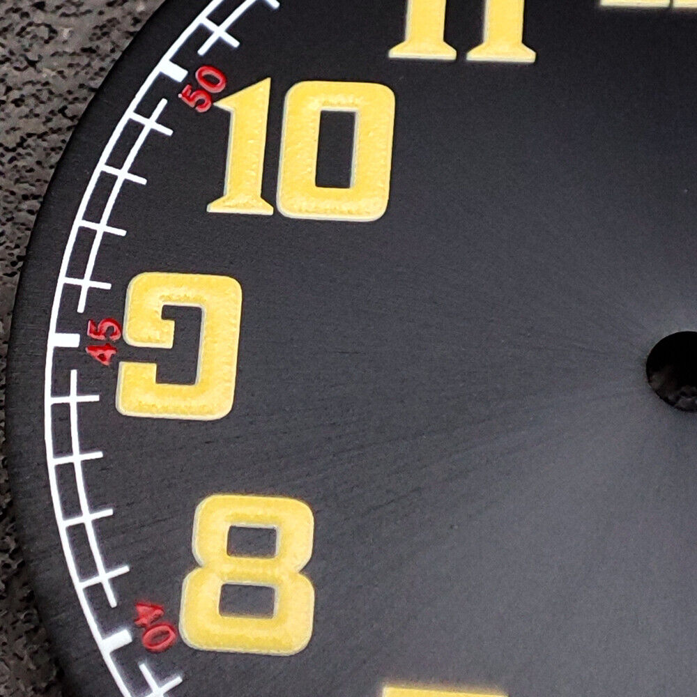 Green lume black pilot watch dial with clear numerals, 33.8mm waterproof design compatible with NH35.