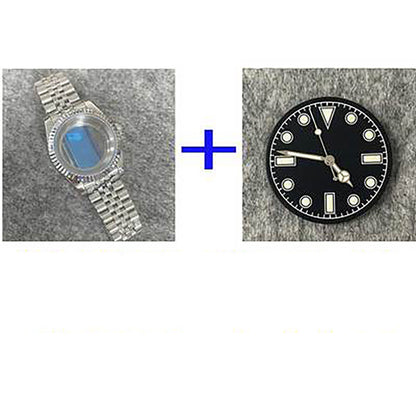 39mm transparent bottom stainless steel watch case, band, dial, and hands for NH35/NH36 movement.
