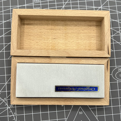 Swiss Tool Horotec MSA16.051 rectangular Arkansas stone in wooden box for precise watch accessory polishing and maintenance.