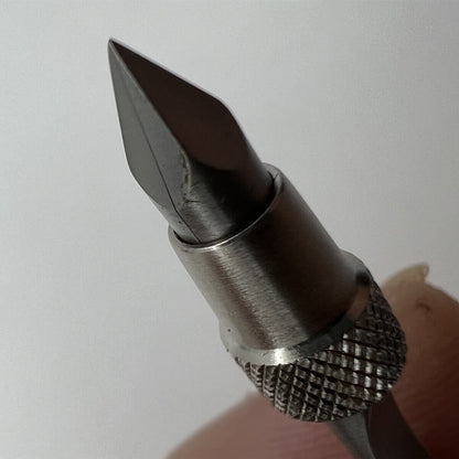 Bergeon 4072 pin vise, 105mm, holding hairsprings for Swiss watch precision repairs and adjustments.