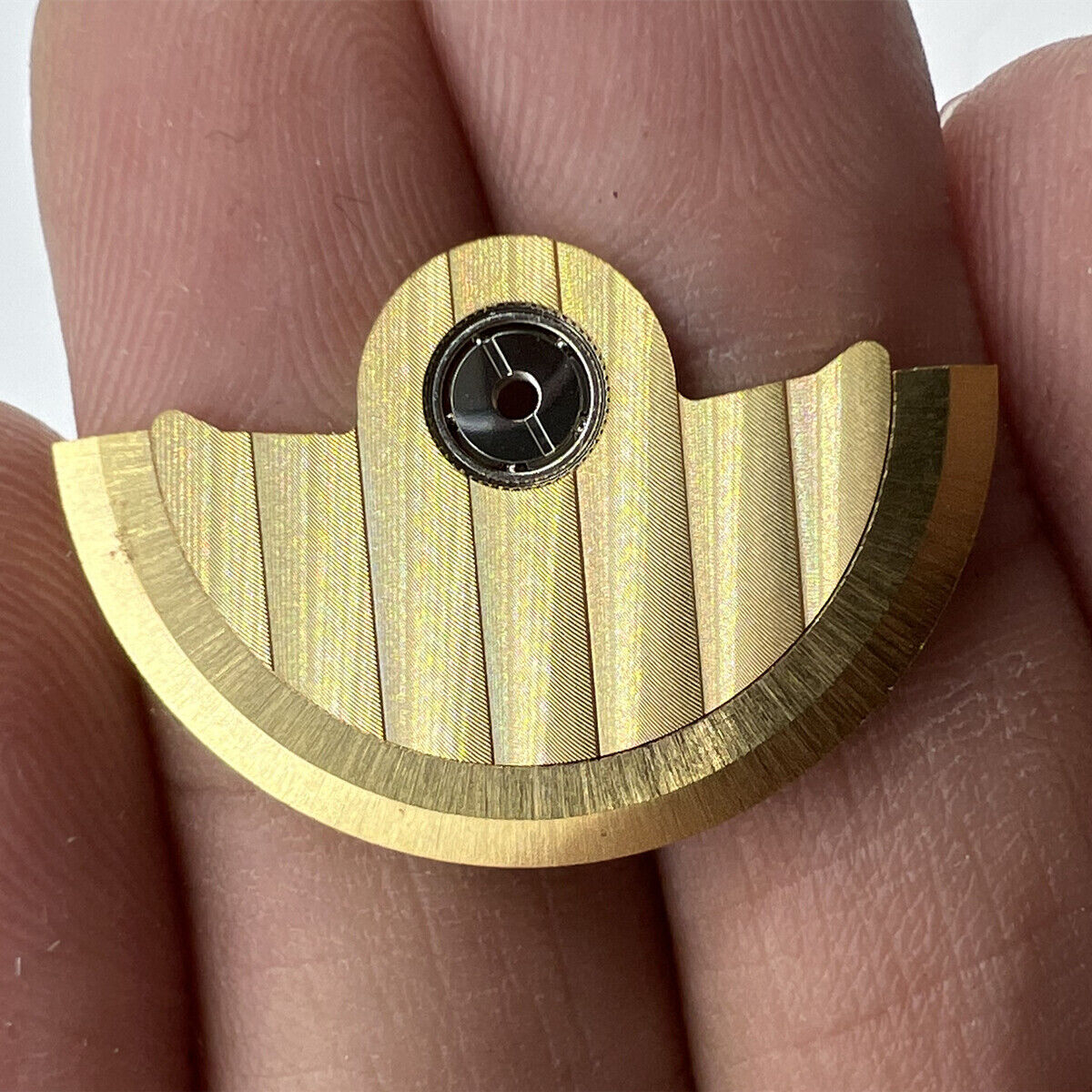 Golden Line Wave carved rotor oscillating weight for Miyota NH35 NH36, boosting mechanical watch precision.