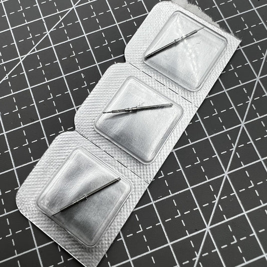 Original Omega 8500 watch winding stem designed for precise movement repair in luxury timepieces.