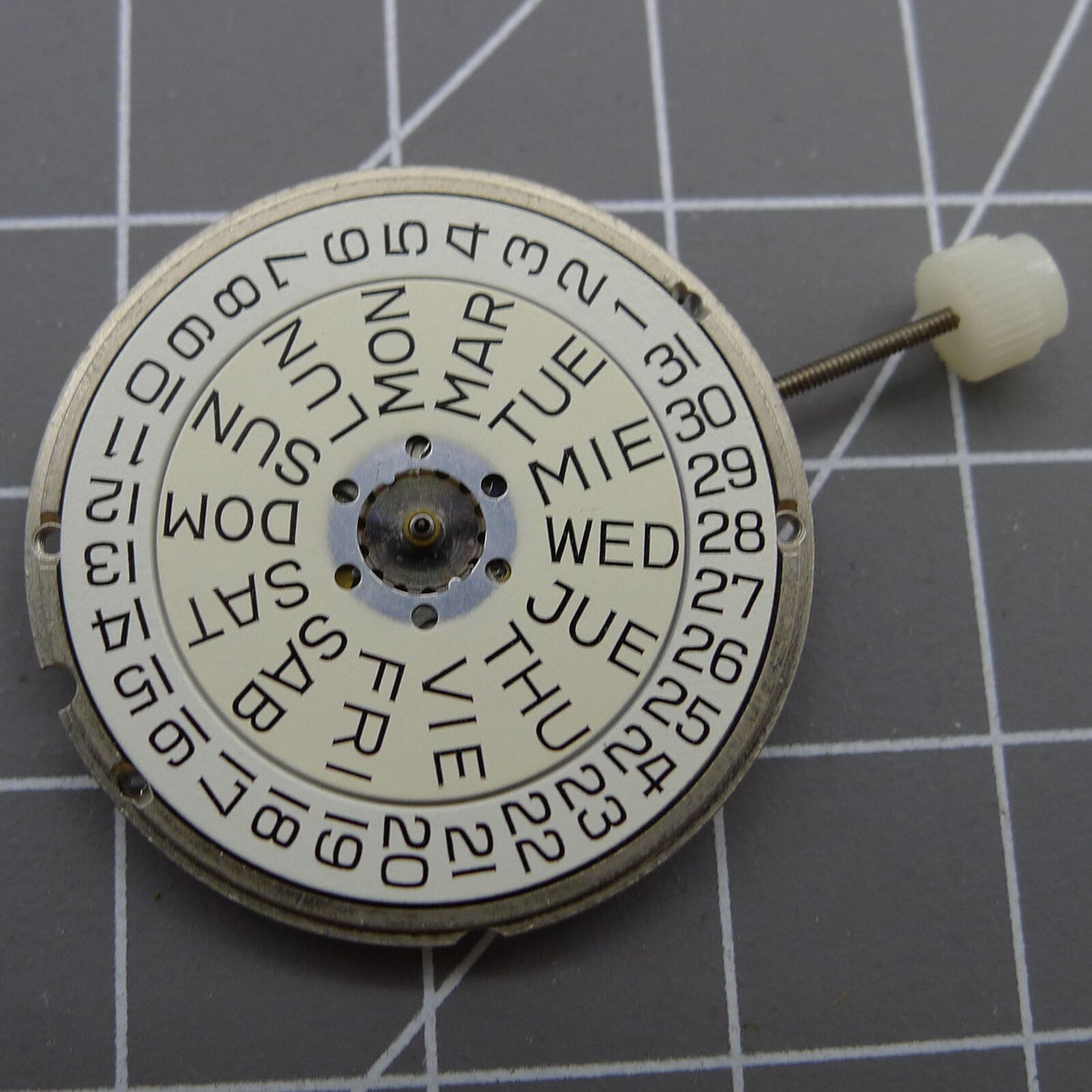 ETA 955.124 Swiss quartz movement with day-date function, ideal for precision watch repair parts.