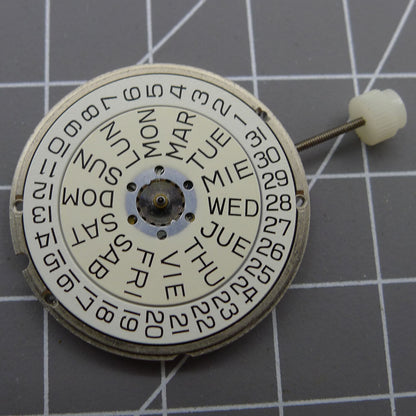 ETA 955.124 Swiss quartz movement with day-date function, ideal for precision watch repair parts.