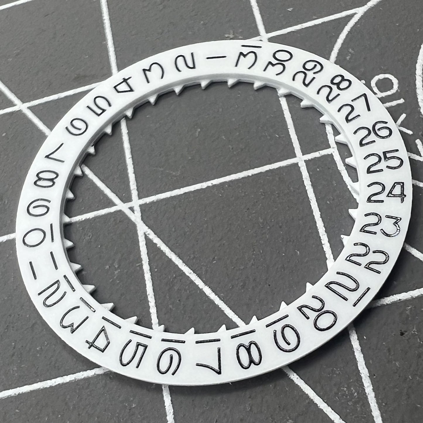 Disque de date blanc, roue de police numérique vintage, roue de date pour mouvement Miyota 8215 