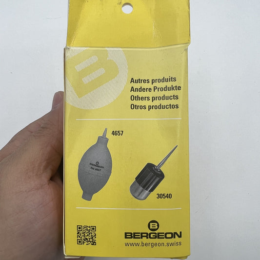 Bergeon 5733 rubber dust blower for watchmakers, ideal for cleaning delicate watch parts.
