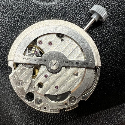 Miyota Citizen 82S7 silver plated automatic watch movement, precise mechanical performance for watch repairs.