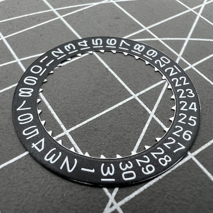 Black Date Disk Wheel showing date at 3 o'clock for Miyota 9015 watch movement, precision part.