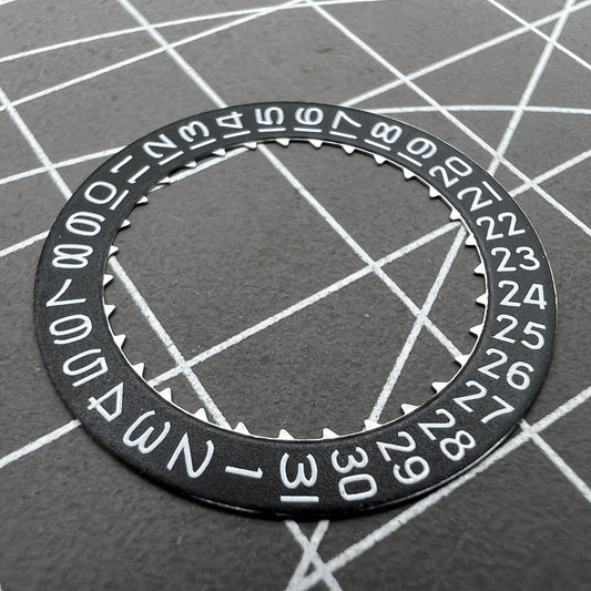 Black Date Disk Wheel showing date at 3 o'clock for Miyota 9015 watch movement, precision part.