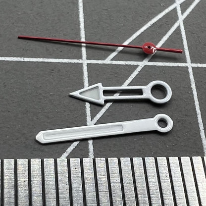 Green lume silver trim pointed arrow watch hands for Miyota NH35/NH36/NH38