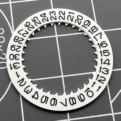 Blue lume date disk wheel for NH35 watch movement, date display at 3 o'clock, precise fit.