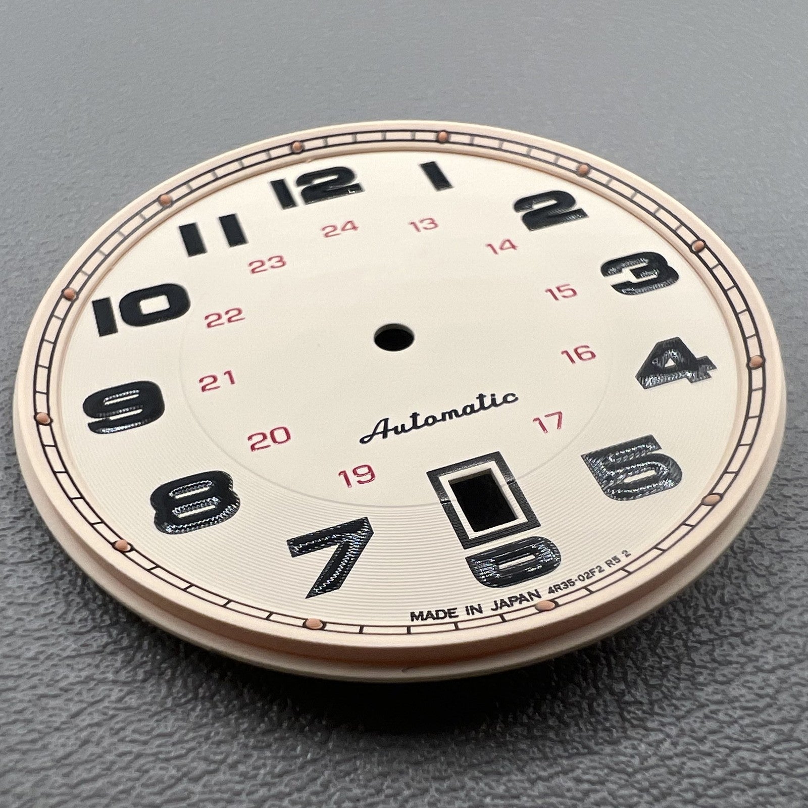 Vintage Zifferblatt Hellbraun 36mm, modifiziert f�r NH35 Uhrwerk, klassisches Design ohne Leuchtmasse von