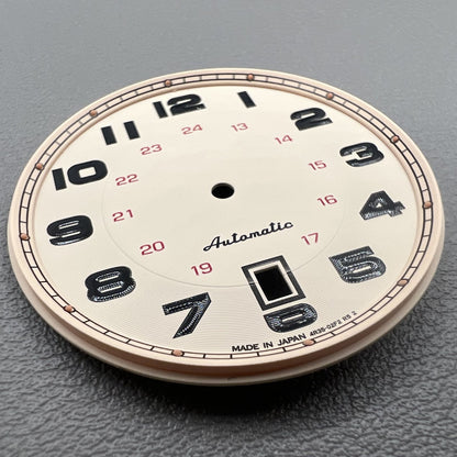 Vintage Zifferblatt Hellbraun 36mm, modifiziert f�r NH35 Uhrwerk, klassisches Design ohne Leuchtmasse von