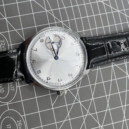 42mm Herrenuhr Mechanisches Uhrwerk Seagull ST3600 Weißes Zifferblatt Handaufzug