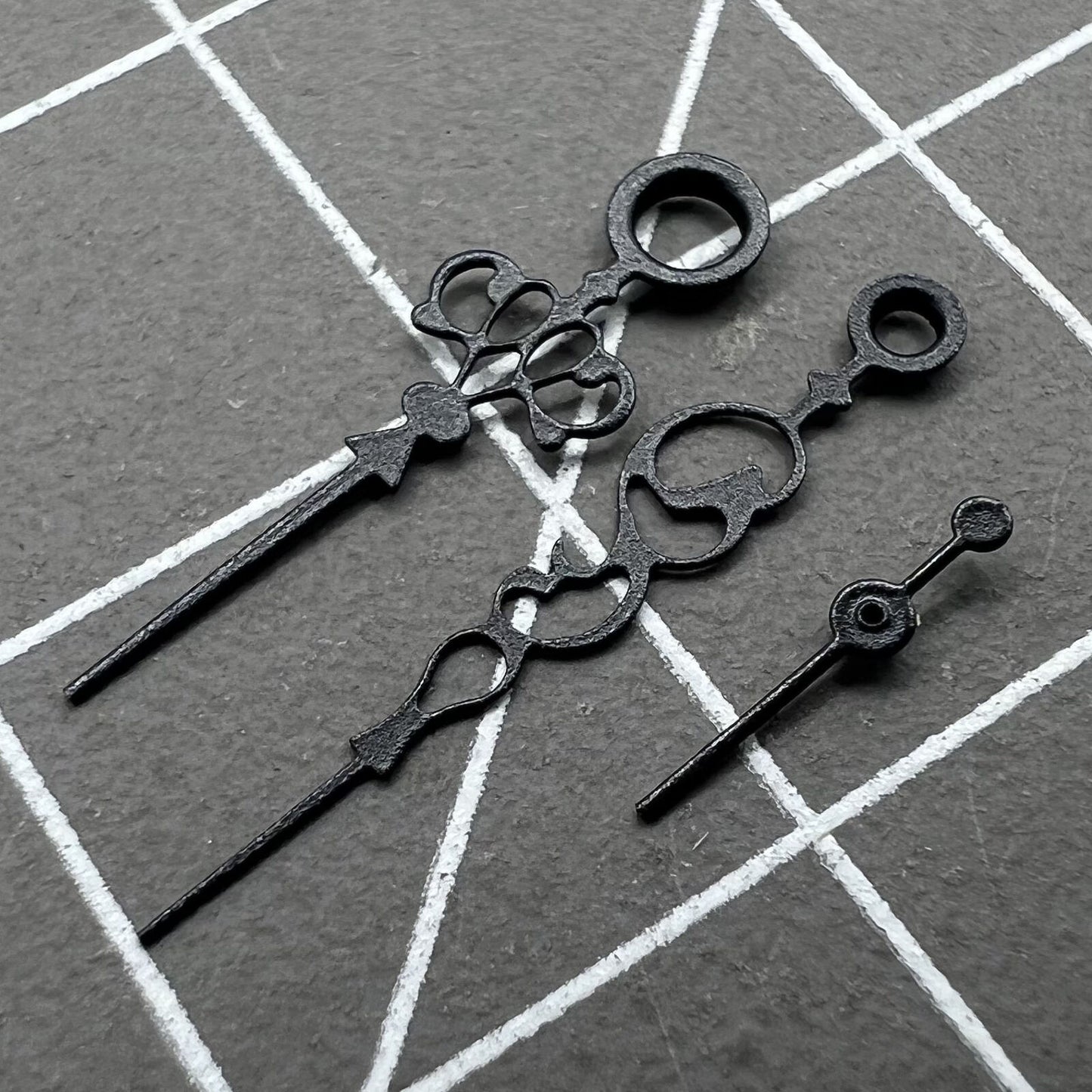 Black floral watch hands designed for Seagull ST3600/ST3621 and ETA6497/6498 movements, stylish replacement accessory.