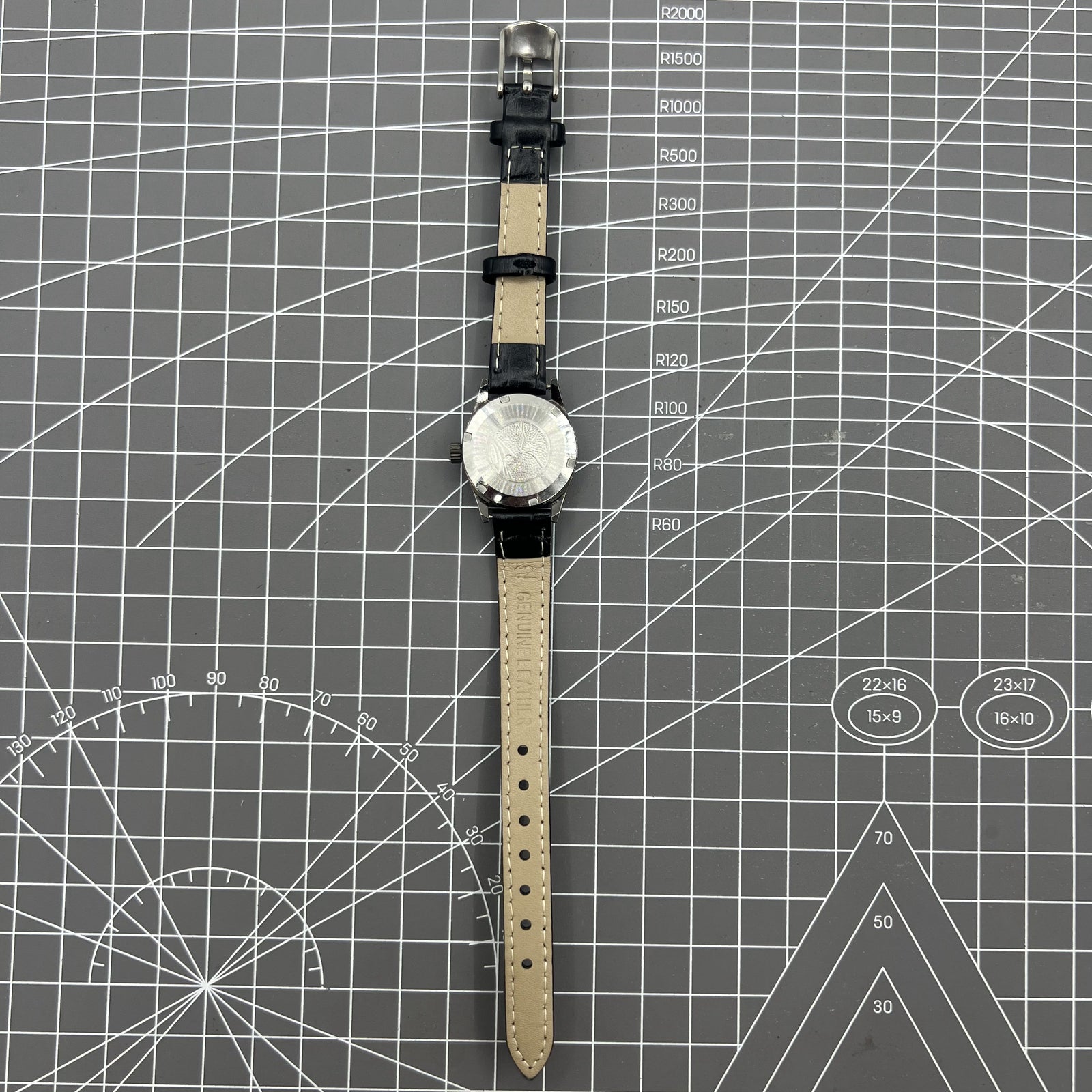 Seagull black case ladies manual mechanical watch with gold markers, shock-resistant for daily wear.