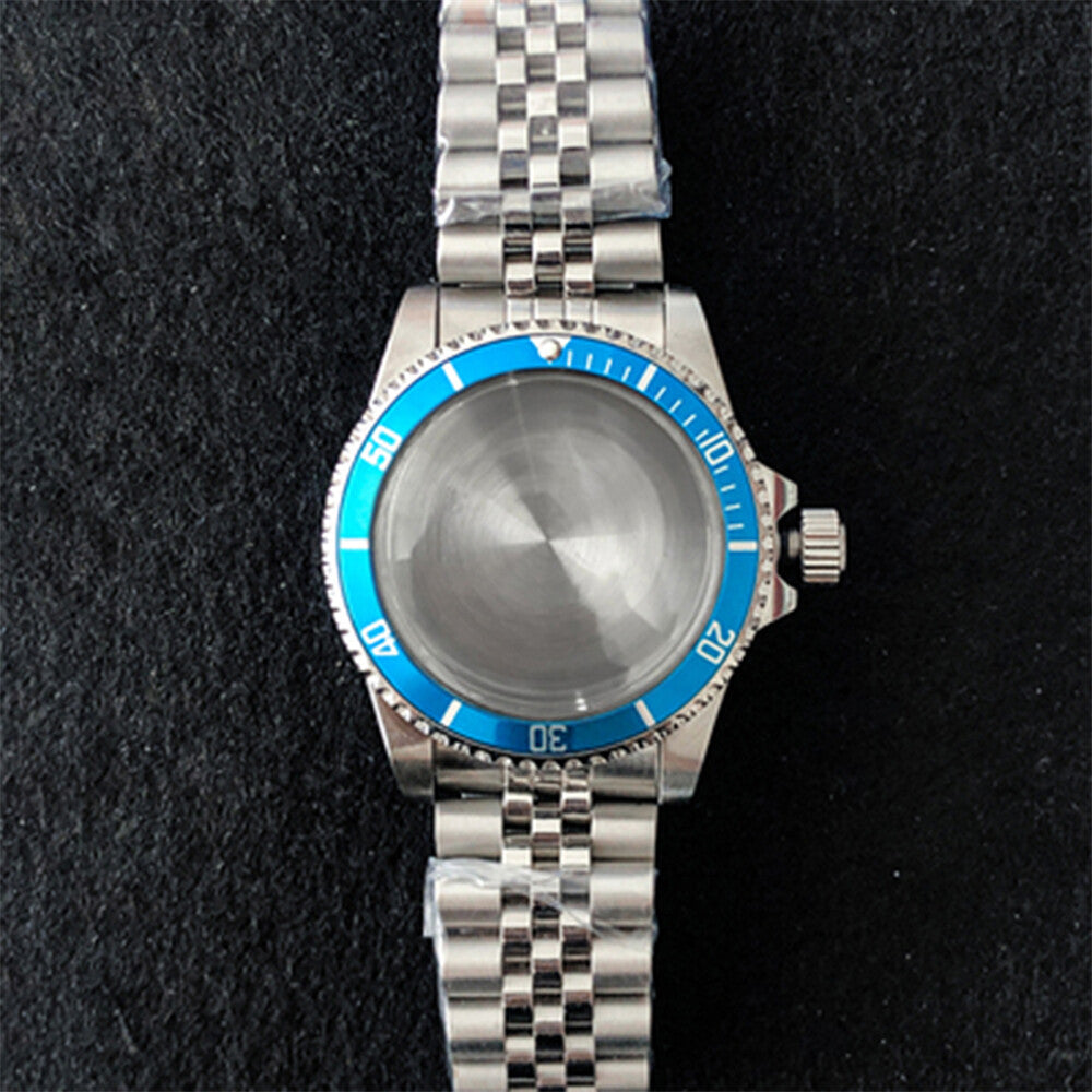 Stainless steel 39.5mm watch case with strap band for NH35/NH36 movement, durable and stylish.