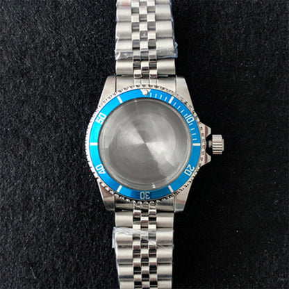 Stainless steel 39.5mm watch case with strap band for NH35/NH36 movement, durable and stylish.