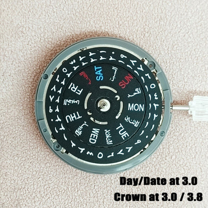 Black NH36 Arabian Date Week Dial Crown At 3/3.8 Automatic Mechanical Movement