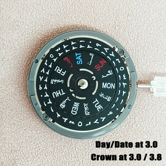 Black NH36 Arabian Date Week Dial Crown At 3/3.8 Automatic Mechanical Movement