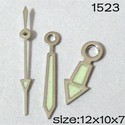 2 Sätze/Packung leuchtende Uhrzeiger mit silbernem Rand für Miyota 2035 Uhrwerk Nr. 1523